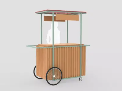 Wooden Push Cart 3D model