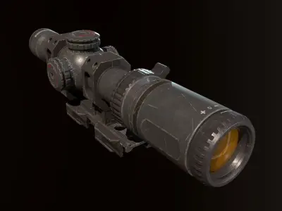 Sight PBR game ready Low-poly 3D model rifle scope Low-poly 3D model