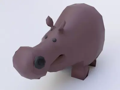 Hippopotamus cartoon 3d model  Low-poly 3D model