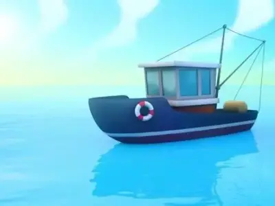 Low Poly fishing Boat  Low-poly 3D model