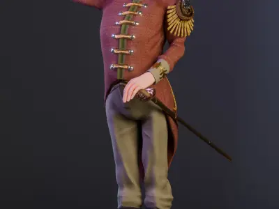 Marshal Vezdan Stylized Military Officer Character Low-poly 3D model