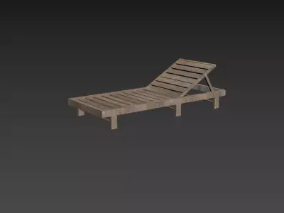 DeckChair wooden chaise lounge Free 3D model