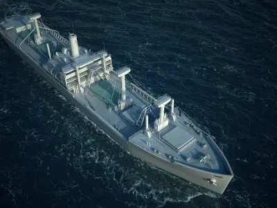 High detailed White Army Ship Scene - Model 3D model