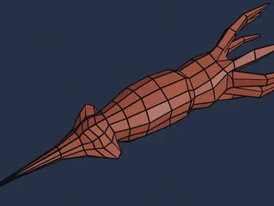 Squid polygonal fish Free low-poly 3D model