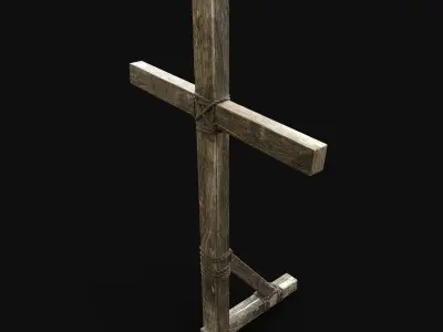 CROSS BIBLICAL JESUS CHRIST GOD SYMBOL WOODEN TORMENT CRUCIFIX Low-poly 3D model