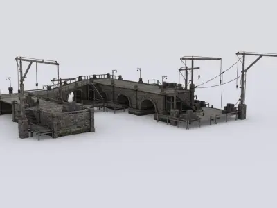 Wharf medival Low-poly 3D model
