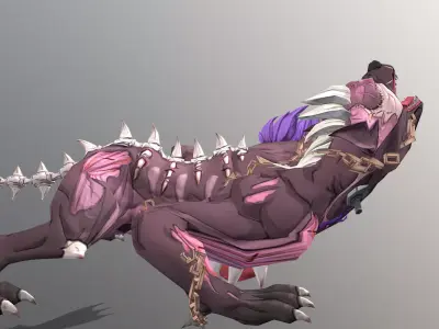 HYBRID Monster Double Head Hyena Dog Multi Attak 3D model