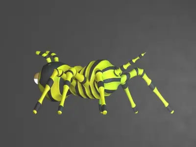 haxara cartoon bee with stripes 3D model