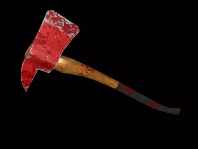 Bloody Fire axe Low-poly 3D model