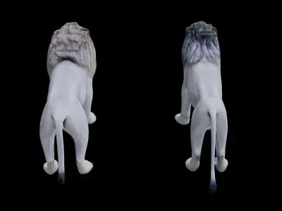 Realistic white lion low poly Low-poly 3D model