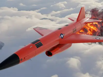 BQM-167 Rocket Drone with free VDB fire trail 3D model