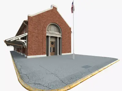 Rail station 3D model