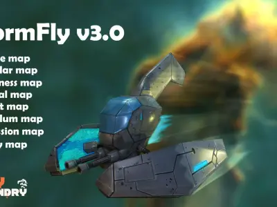 Low Poly Game Ready SpaceShip - StormFly Low-poly 3D model