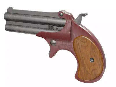 Derringer revolver with wooden handle 3D model