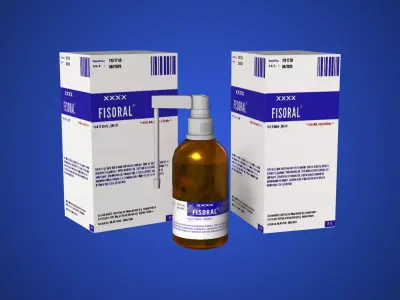 3D Pharmaceutical Spray Bottle with Packaging Low-poly 3D model