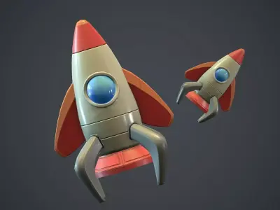 Cartoon Rocket PBR Game Ready  Low-poly 3D model