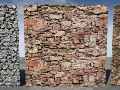 UE Rock Masonry materials part 01 Low-poly 3D model
