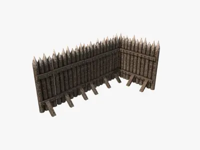 Stockade construction kit Low-poly 3D model