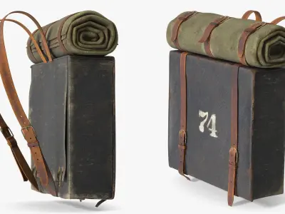 Used US Civil War Backpack with Blanket 3D model