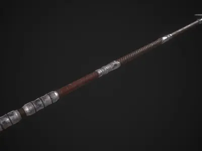 Medieval Halberd Melee Weapon Low-poly 3D model