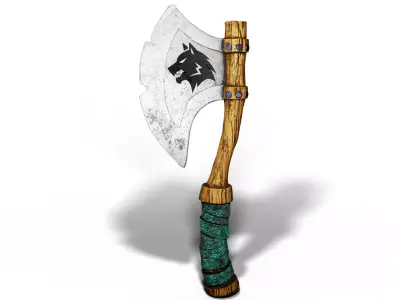Stylized Wolf Embossed Axe Game Ready Model Low-poly 3D model