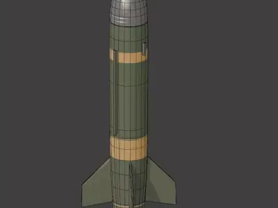 Low Poly Missile 3D Model 1440 Tris PBR Textures Game Ready Low-poly 3D model