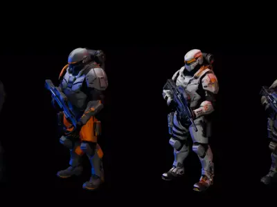 Sci-fi Soldiers 3D Model 3D model