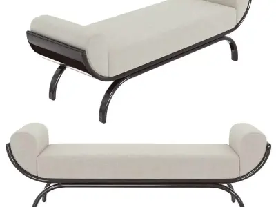 Custom made bench with curved arms 3D model