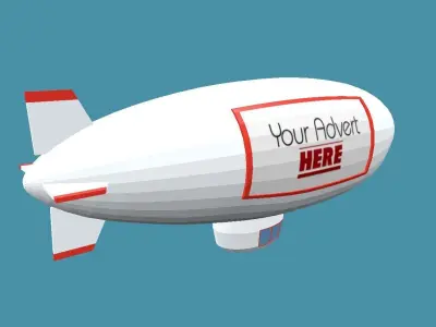 Airship hot air balloon Low-poly 3D model