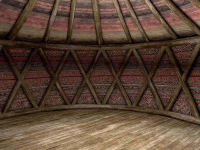 Traditional Yurt Nomads Tent with Interior 2 Low-poly 3D model