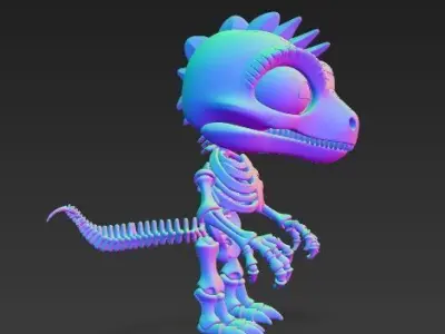 Mechanical Articulated Cute Baby Dinosaur Skeleton 3D print model