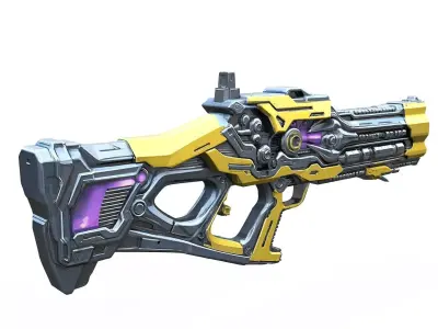 Futuristic yellow high energy rifle High Poly Resolution  3D model