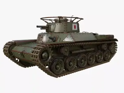 Tank Type 97 Chi Ha Green Japan Mental ray 3D model