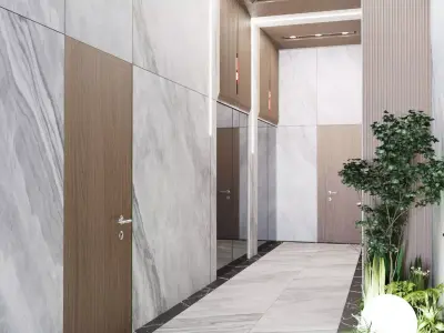 Modern Building Entrance Corridor Scene for Cinema 4D 3D model