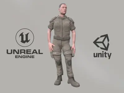 Soldier character - rookie marine grunt Low-poly 3D model