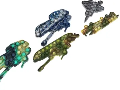 Military Vehicles Pop It Fidget Toys Set 3D model