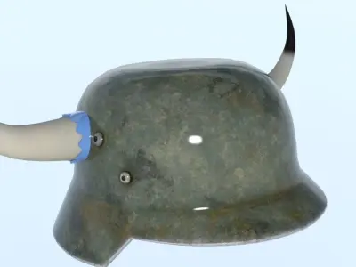 soldier helmet horn spike Low-poly 3D model