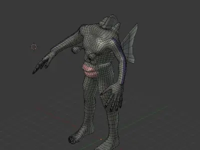 Humanoid AquaCreature BASE MESH Free 3D model