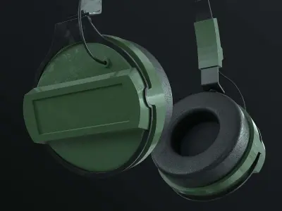 Military tactical concept headsets mid poly model 3D model