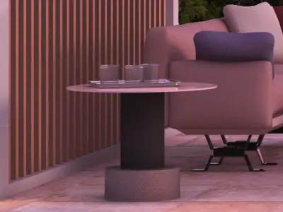 Contemporary Coffee and End Table with Props Low-poly 3D model