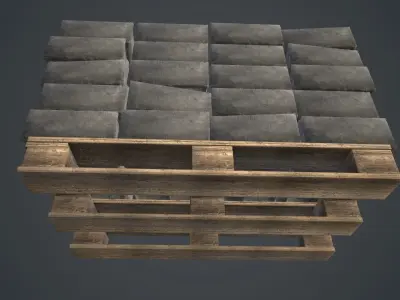 Pallet With Concrete Blocks PBR Game Ready Low-poly 3D model