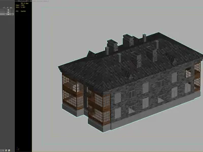 Vintage brick residential building model 3D model