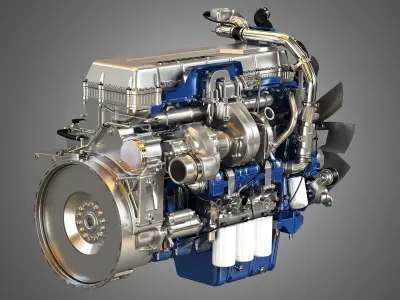 D13 Heavy Duty Truck Engine - 6 Cylinder Diesel Engine 3D model