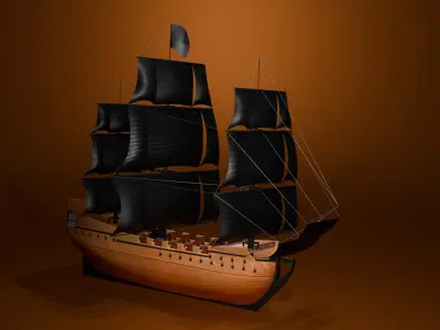 Wooden Sailing Ship 3D model