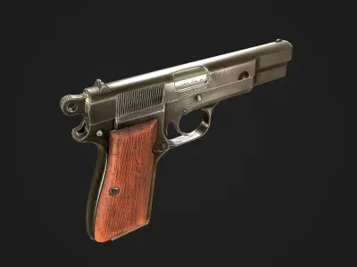 Browning High Power P-35 9mm Low-poly 3D model