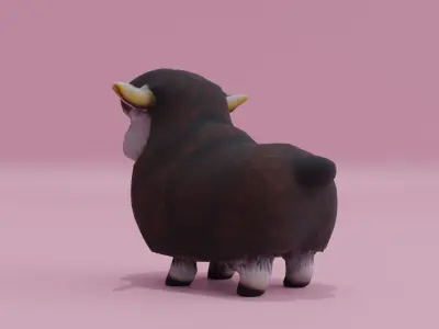 Baby yak Buffalo Bull Low-poly 3D model