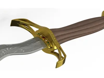 Kriss Dagger -Gem embedded Brass Guard 3D model 3D print model
