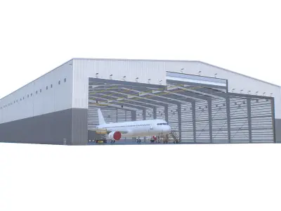 Aircraft Maintenance Hangar Generic White A321 Low-poly 3D model