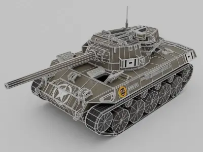 M18 Black Cat Tank Destroyer Low-poly 3D model