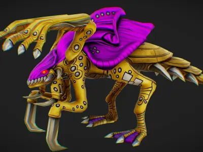 Alien Flea Monster Insect Creature Golden Bug Zergling Low-poly 3D model